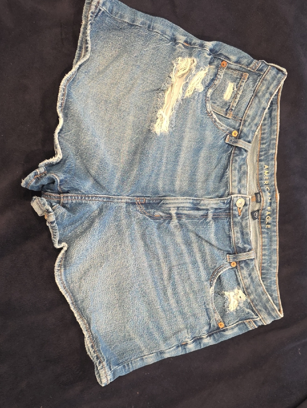 American Eagle Outfitters Light Blue Distressed Denim Jean Shorts